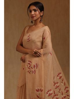 Soch - Peach Woven Saree with Unstitched Blouse