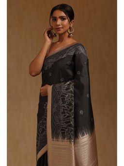 Soch - Black Woven Saree with Unstitched Blouse