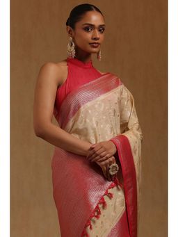 Soch - Beige Woven Saree with Unstitched Blouse