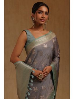 Soch - Grey Woven Saree with Unstitched Blouse