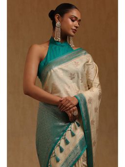Soch - Cream Woven Saree with Unstitched Blouse