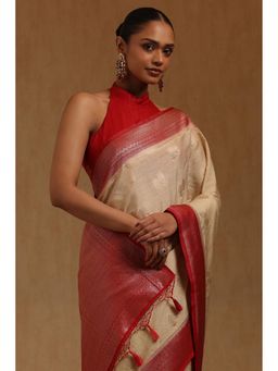 Soch - Beige Woven Saree with Unstitched Blouse
