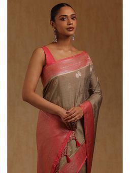 Soch - Olive Woven Saree with Unstitched Blouse