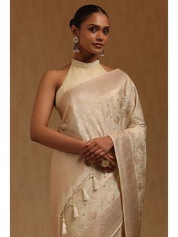 Soch - Beige Woven Saree with Unstitched Blouse