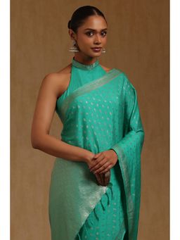 Soch - Green Woven Saree with Unstitched Blouse