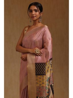 Soch - Purple Printed Saree with Unstitched Blouse