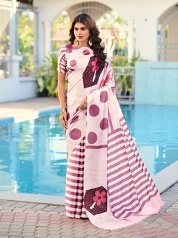 Tikhi Imli - Pink Abstract Saree with Unstitched Blouse