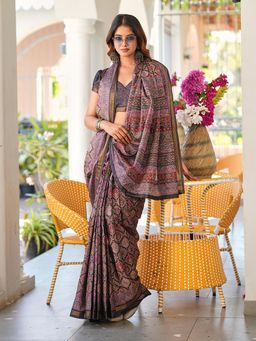 Tikhi Imli - Black Printed Pre-Draped Saree with Unstitched Blouse