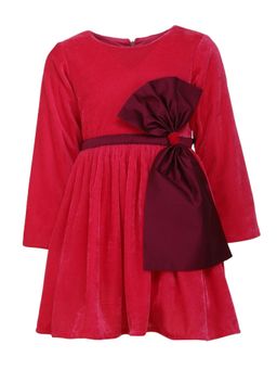 A Little Fable - Red Bow Dress Full Sleeves