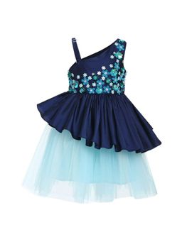 A Little Fable - Navy One Shoulder Peony Garden Dress