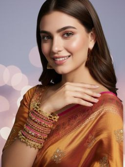 OOMPH - Rani Pink Bridal Chuda Bangle Set With Ghungroo Detailing (2.6) (Pack of 22)