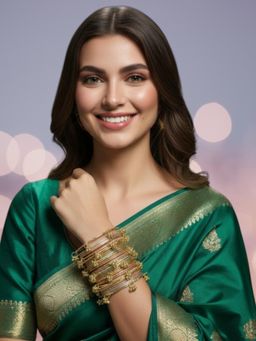 OOMPH - Rimjhim Shimmer With Ghungroo Bangle Set - (2.6) (Pack of 32)