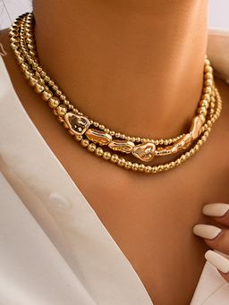 OOMPH - Golden Pearls Multi Layer Fashion Choker For Women