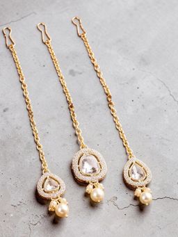 OOMPH - Golden Kundan Jadau Maangtikka - Occasion-Wear - For Women (Pack of 3)