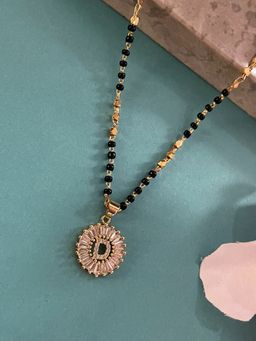 Digital Dress Room - D Letter Alphabet American Diamond Round Pendant Short Name Mangalsutra Design