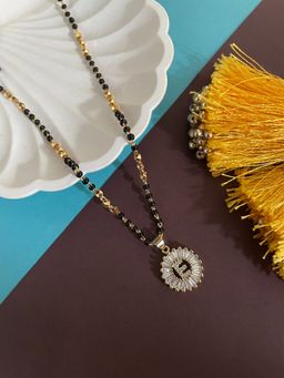 Digital Dress Room - E Letter Alphabet American Diamond Round Pendant Short Name Mangalsutra Design