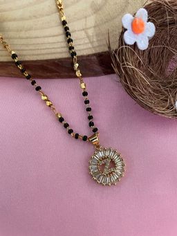 Digital Dress Room - Z Letter Alphabet American Diamond Round Pendant Short Name Mangalsutra Design