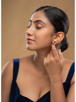 Sica Jewellery - 925 Silver Moissanite Polki Navratna Earrings