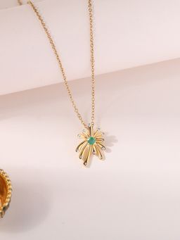 Ornate Jewels - 925 Silver 18K Gold Plated Natural Emerald Sparkle Pendant with Chain for Women & Girls