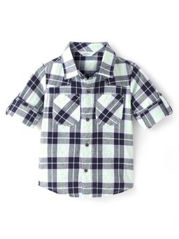 Infinity - Checks Cotton Woven Full Sleeves Boys Shirt -Green