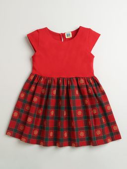 ZIP ZAP ZOOP - Red Green Checkered Bottom Cotton Dress