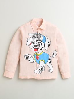 ZIP ZAP ZOOP - Pink Full Sleeve Collar Neck Dog Print Cotton shirt