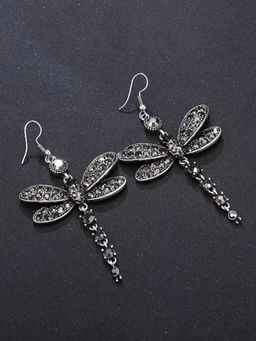 Yellow Chimes - Silver-Toned Butterfly Designed Dangler Earrings