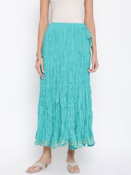 Fabindia - Aqua Cotton Mull Drawstring Long Skirt