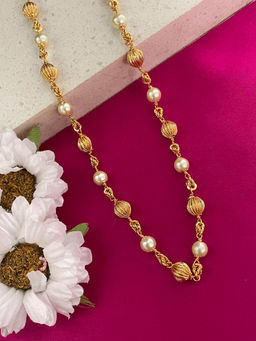 Digital Dress Room - Gold Beads and Pearl Mala Necklace