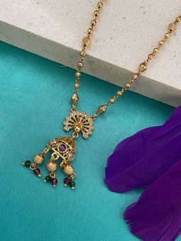 Digital Dress Room - Ad Multi-Color Peacock Pendant Design Short Necklace