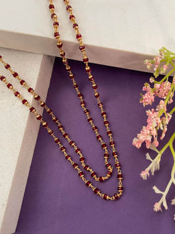 Digital Dress Room - Red Double-Layer Beads Mala Short Necklace