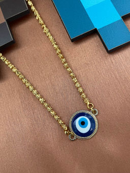 Digital Dress Room - Blue Evil Eye Pendant Short Necklace