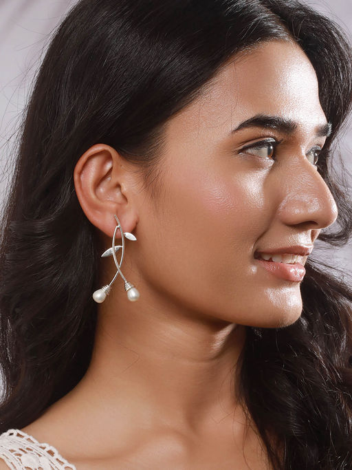 Aatmana Silver-Plated Pearl Drop Earrings
