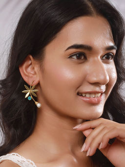 Aatmana - Gold-Plated Blue Stone Drop Earrings