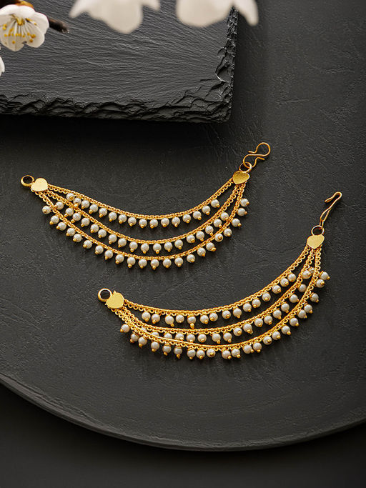 Aatmana Gold-Plated Pearls Beaded Classic Layered Ear Chain