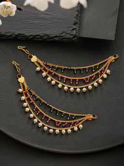 Aatmana - Gold-Plated Multi Beaded and Studded Classic Ear Chain