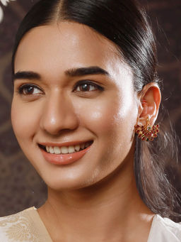 Aatmana - 24Kt Gold Plated American Diamond Crescent Stud Earrings