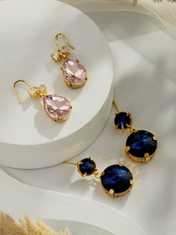 Aatmana - Gold Plated Multi Stone Studded Drop Earrings (Pack of 2)