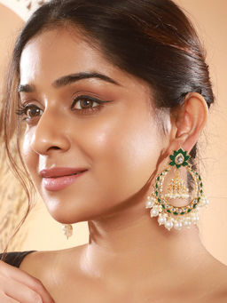 Aatmana - Gold Plated Black and White Half Hoop Earrings (Pack of 2)