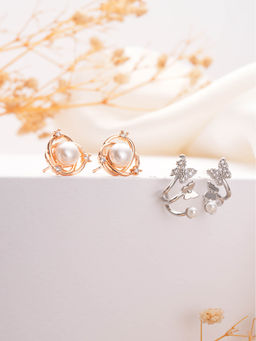 Aatmana - Gold and Silver Plated Statement Stud Earrings (Pack of 2)