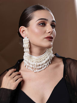 PANASH - White Pearl Beads Jewellery Set