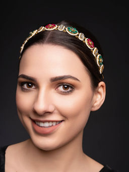 PANASH - Gold-Plated Multi-Color Kundan Studded Mathapatti