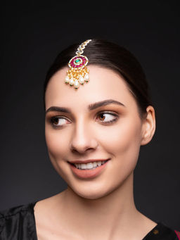 PANASH - Gold-Plated Multi-Color Kundan Studded Maangtikka