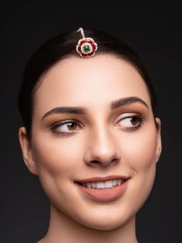 PANASH - Gold-Plated Kundan Multi-Color Studded Maangtikka