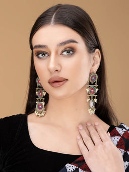 PANASH - Multi-Color Meenakari Drop Earrings