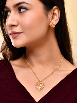 Silvermerc Designs - Gold Plated Heart Pendant Necklace and Earrings Set