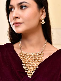 Silvermerc Designs - Gold Plated Kundan and Pearl Bridal Jewellery Set