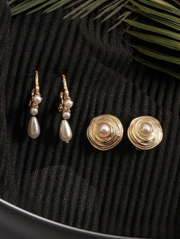 Aatmana - Gold Plated Stylish Pearl Earrings (Pack of 2)