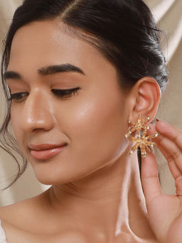 Aatmana - Gold Plated Floral Shaped Drop Earrings