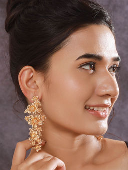 Aatmana - Gold Plated Multi Floral Shaped Drop Earrings
